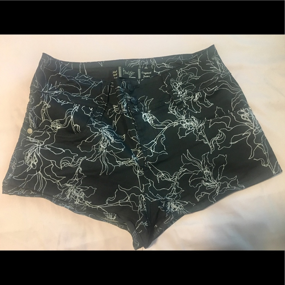 Faux Leather floral shorts